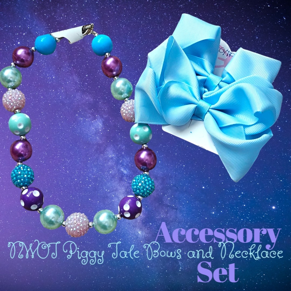 Colorful Kids Necklace and Bow Set